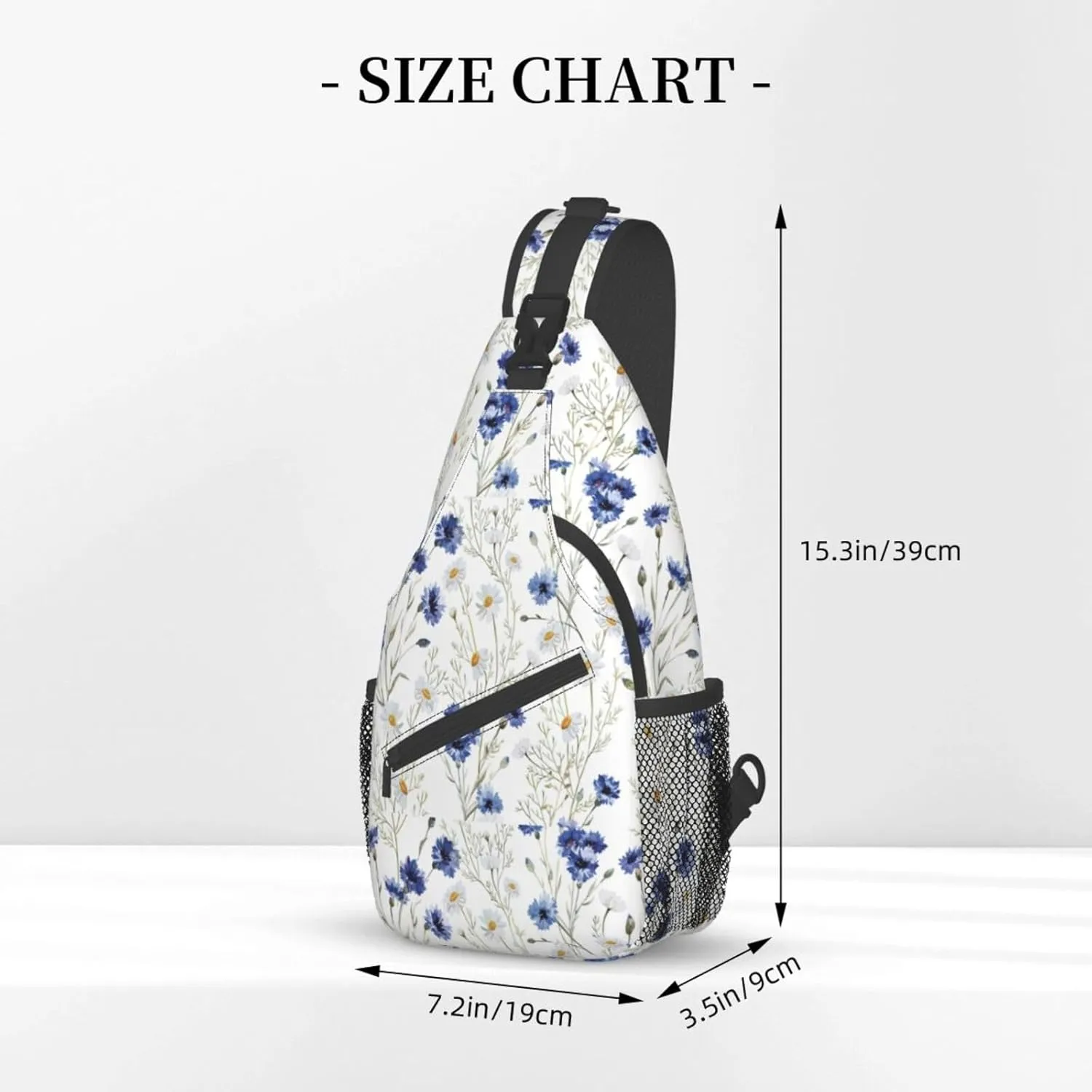 Flowers And Cornflowers Daisies Stylish Oblique Chest Pack, Leisure Backpack, Small Satchel, For Travel, Work, Daily Travel