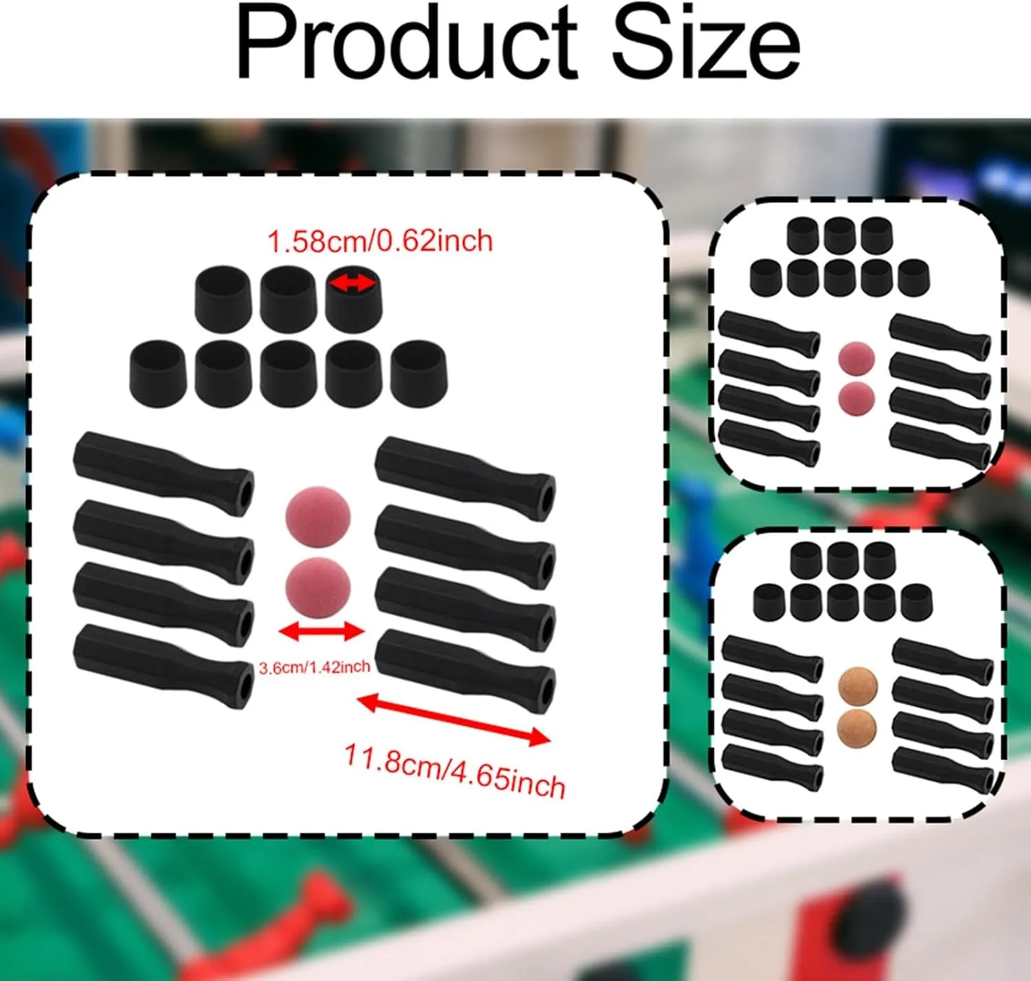 Foosball Table Handles 18Pcs/Set Mini Table Football Game Practical Replacement End Caps