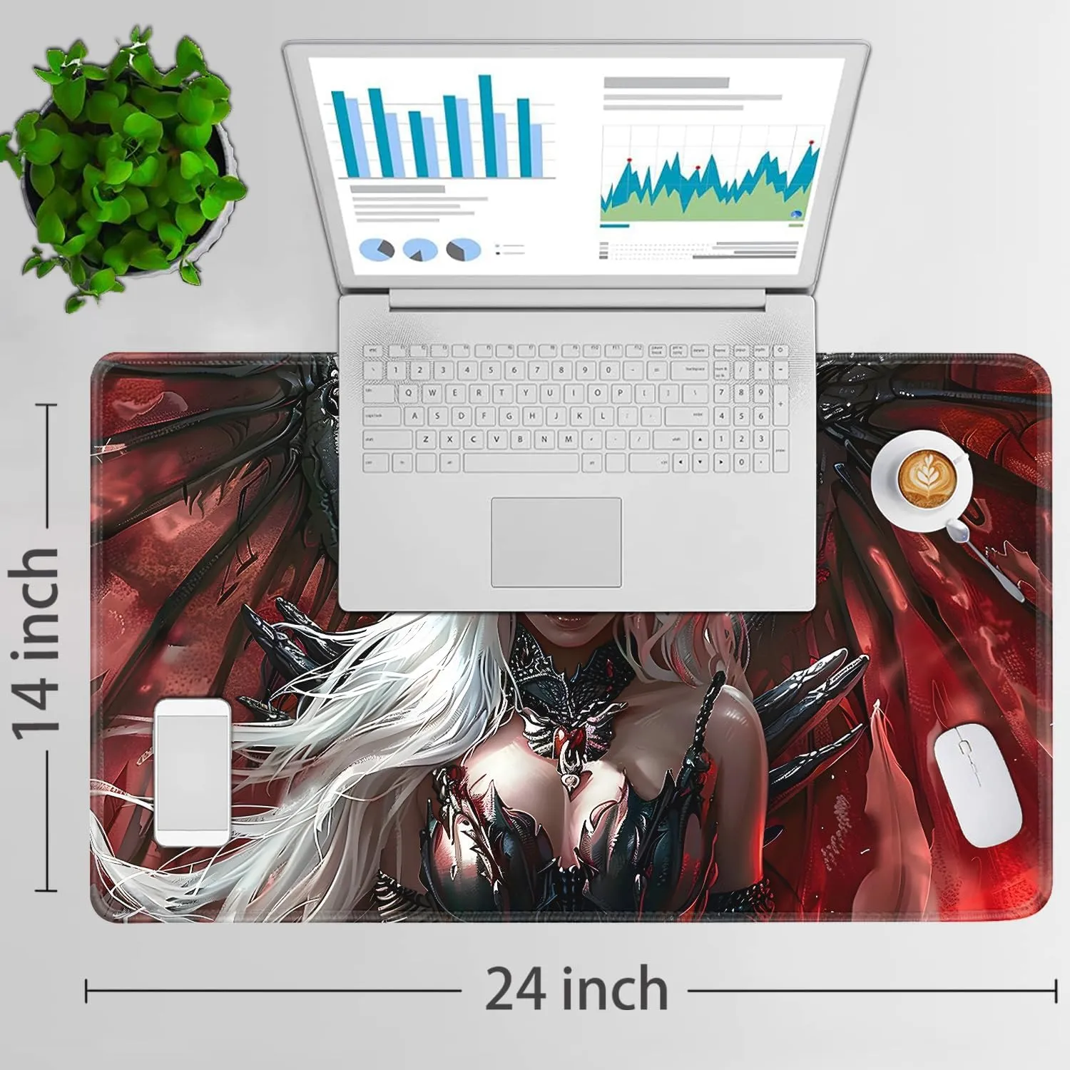 for MTG Playmat   Drawstring Travel Pouch   6 Dice Counter, for Tabletop Trading Card Game Playmats or Mouse Pad, Anti-Slip Rubber 24 x 14 in, Anime Warrior Girls for TCG Playmat (No with Zone)