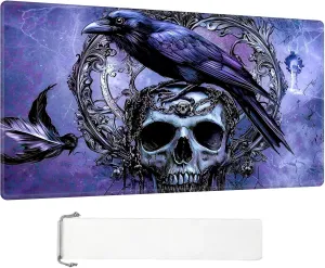 for MTG Playmat, Premium for Magic The Gathering Mat with Beautiful Patterns & Storage Bag for Game Players, Raven Skull 24 x 14 Inch for Card Game Mat