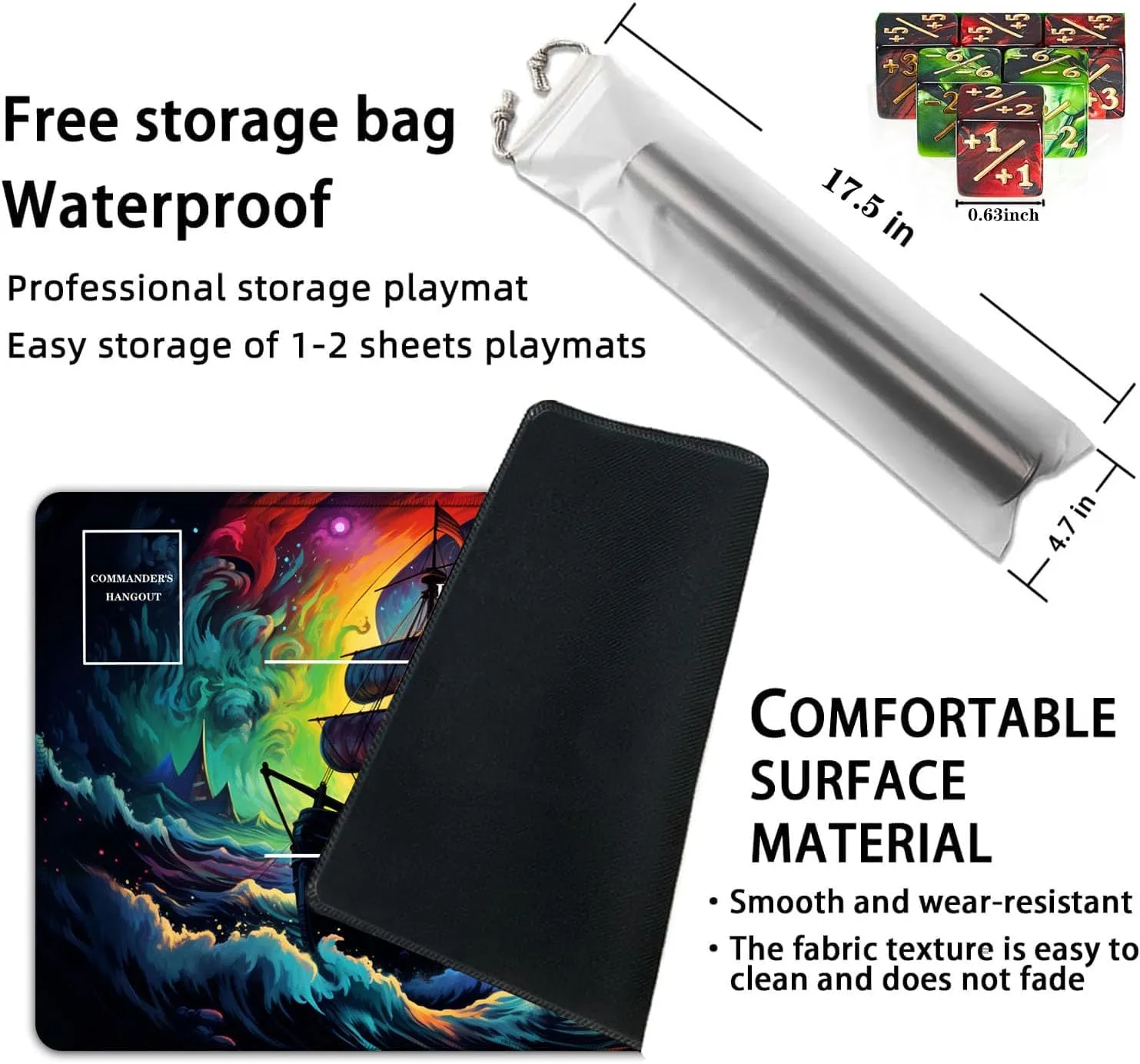 for TCG Playmat, 24 x 14 inches Game Mat for MTG Trading Card Ink Painting Game Playmats Smooth Surface Battle Game Rubber Collection - Pirate Ship 3