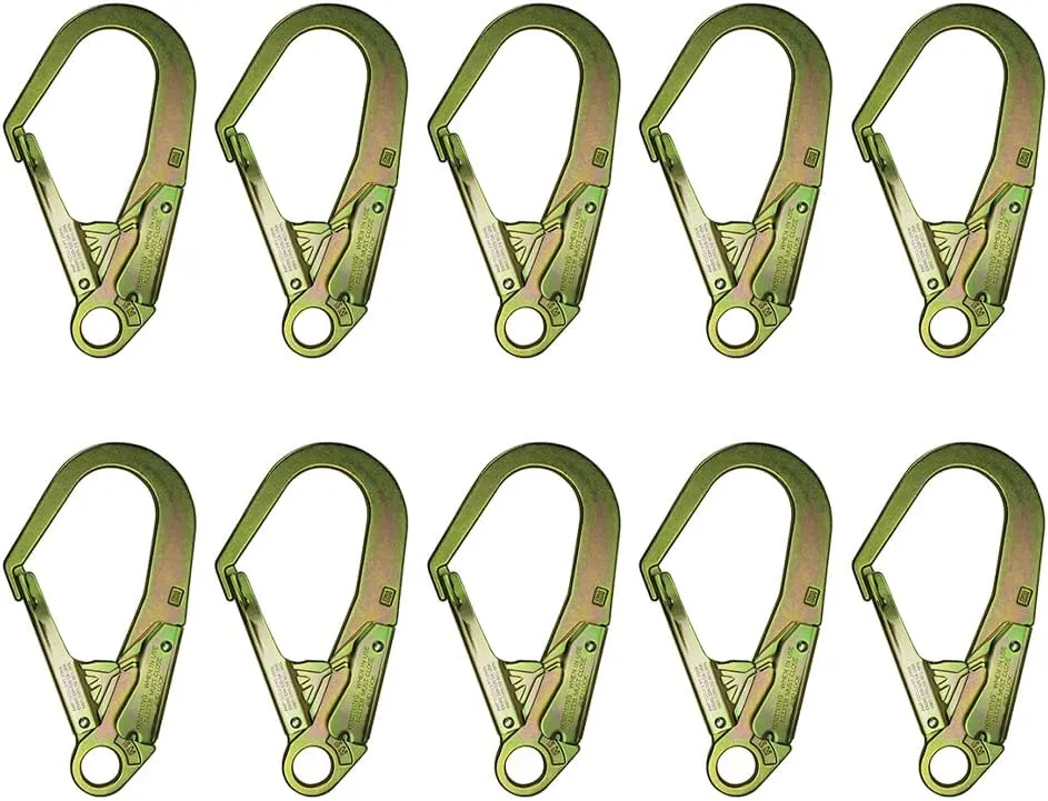 Forged Steel Snap Hook 23KN (10-Pack)- Fusion Climb® Infinity - Professional Fall Protection Snap Hook - Heavy Duty Carbon Steel - Double-Action Snap Hook for Safety, Climbing - OSHA ANSI Compliant
