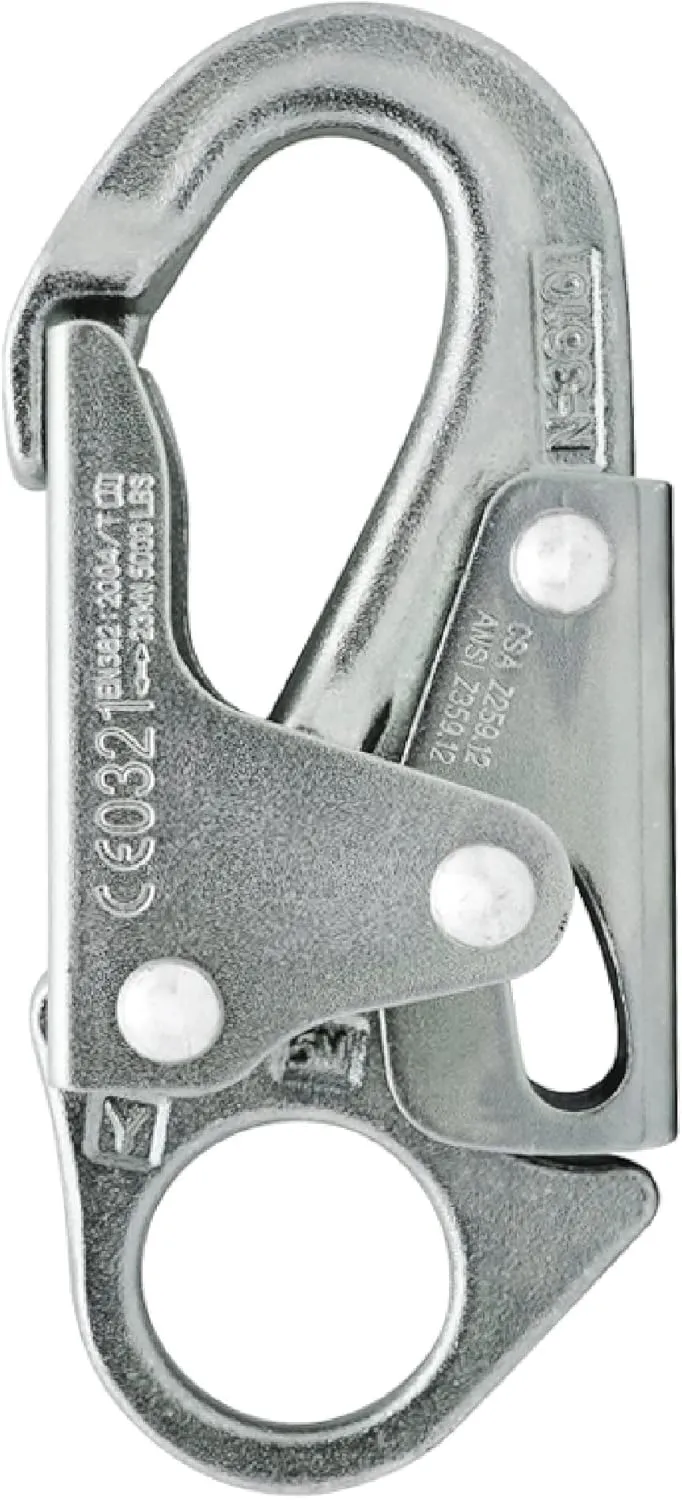 Forged Steel Snap Hook 25KN - Fusion Climb® Maxi-2 - Professional Fall Protection Snap Hook - Heavy Duty Carbon Steel - Double-Action Snap Hook for Safety, Climbing, Rappelling - OSHA ANSI Compliant