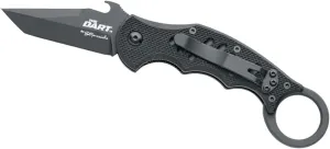 Fox Knives FX-597 The Dart Folding Pocket Knife Emerson Wave, Liner Lock - N690Co Stainless Steel Blade, Black Idroglider Finish, Black G10 Handle, Reversible Pocket Clip