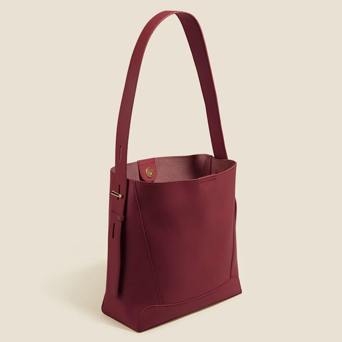 FOXLOVER Leather Bucket Tote Purse for Women Designer Tote Bag and Handbags Shoulder Bag with Pockets and Magnetic Snap