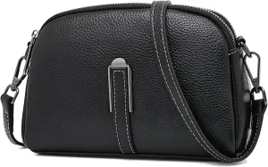 FOXLOVER Small Crossbody Bags for Women Double Zip Cell Phone Leather Handbag with Ajustable Shoulder Strap