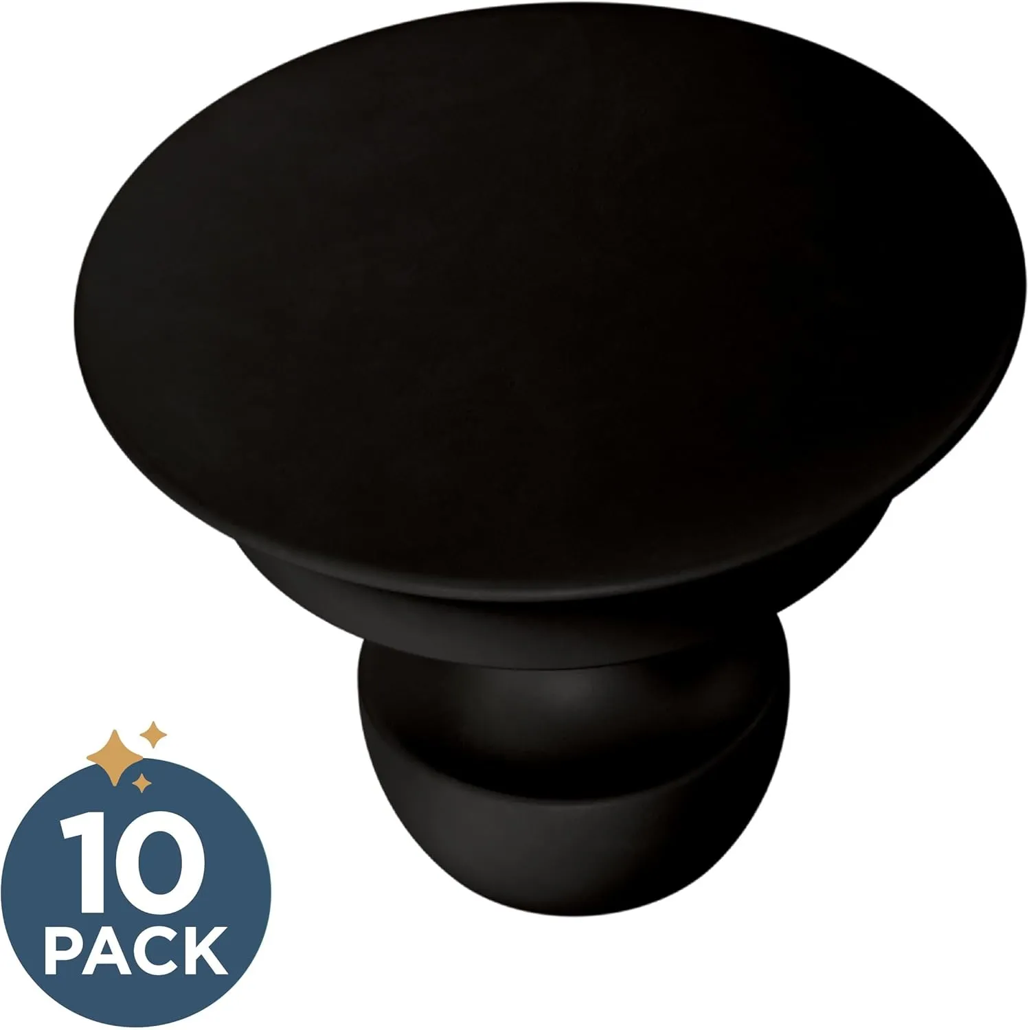 FRANKLIN BRASS Medici (10-Pack) Cabinet Knobs | Matte Black Handles for Dresser/Kitchen/Closet Door/Furniture | 1-3/16" Drawer Pulls/Handles P42957C-FB-B