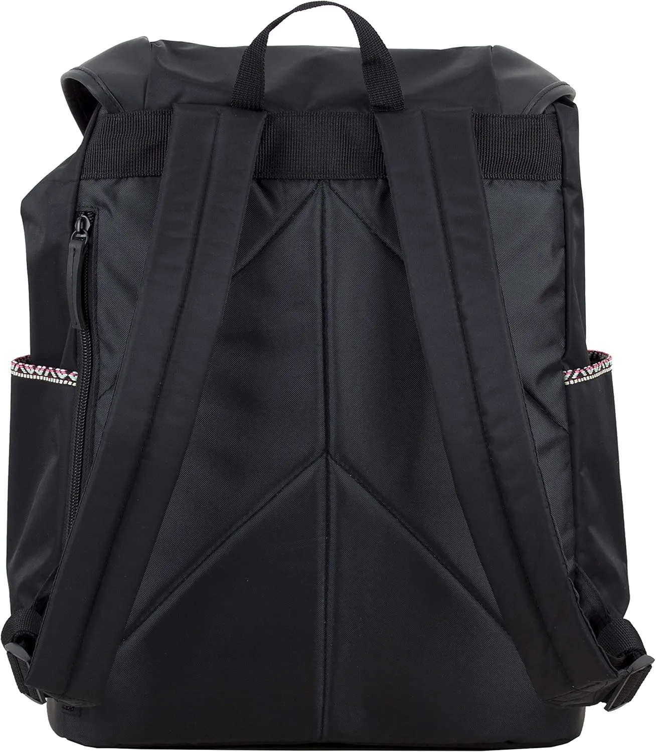 FUEL Drawstring Water Resistant Multi-Pocket Travel Backpack Daypack Everyday Bag With Double Metal Buckle Closure (Black Aztec Trim)