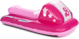FUNBOY & Barbie 50" Kids Inflatable Skimobile Winter Snow Sled, 1-2 Riders with Grooved Rubber Base Tracks, 2 Handles, and Hand Pull Rope
