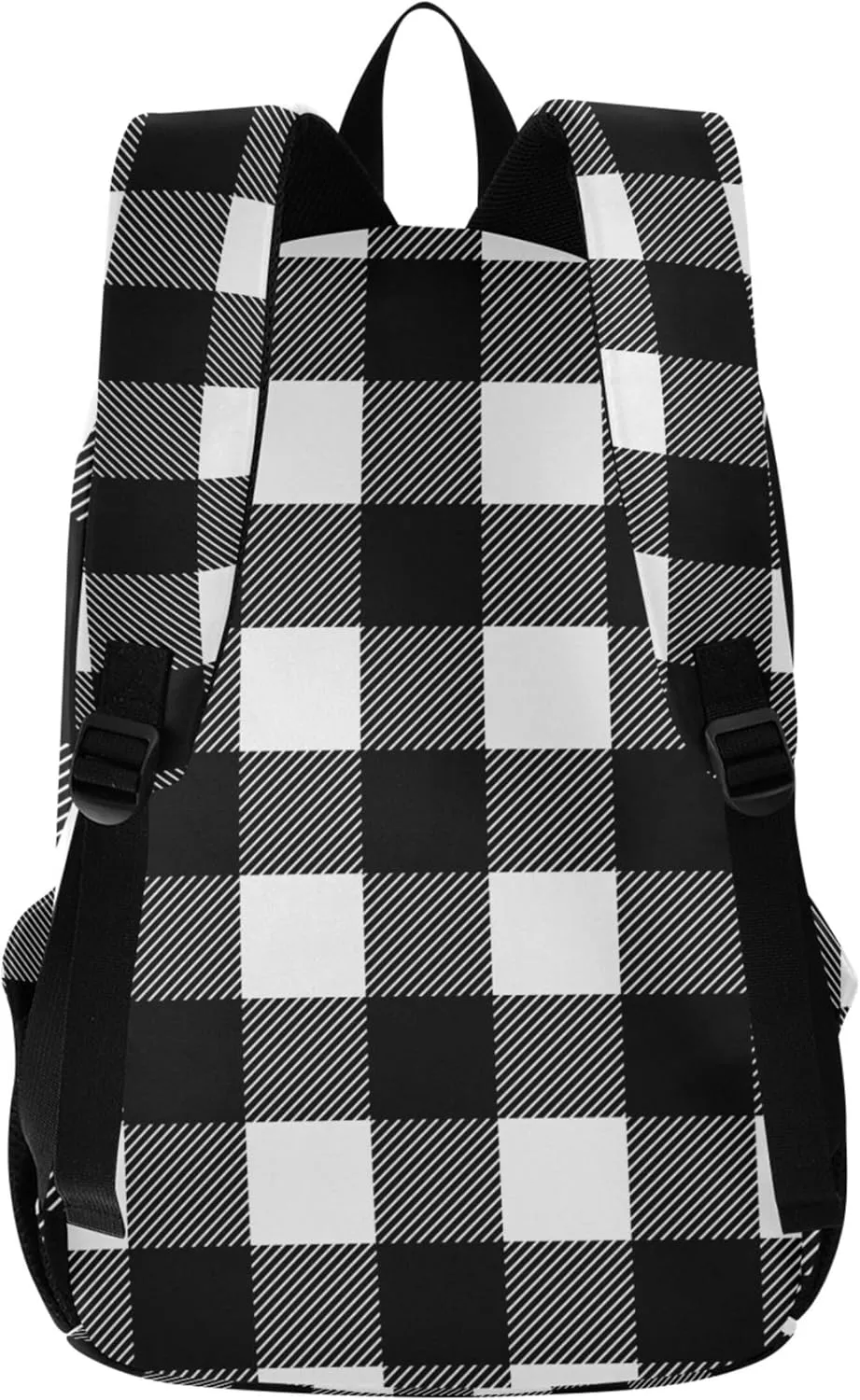 Funny Cute Backpacks for Women Casual Bookpack Black White Plaid Bookbag Backpack for School