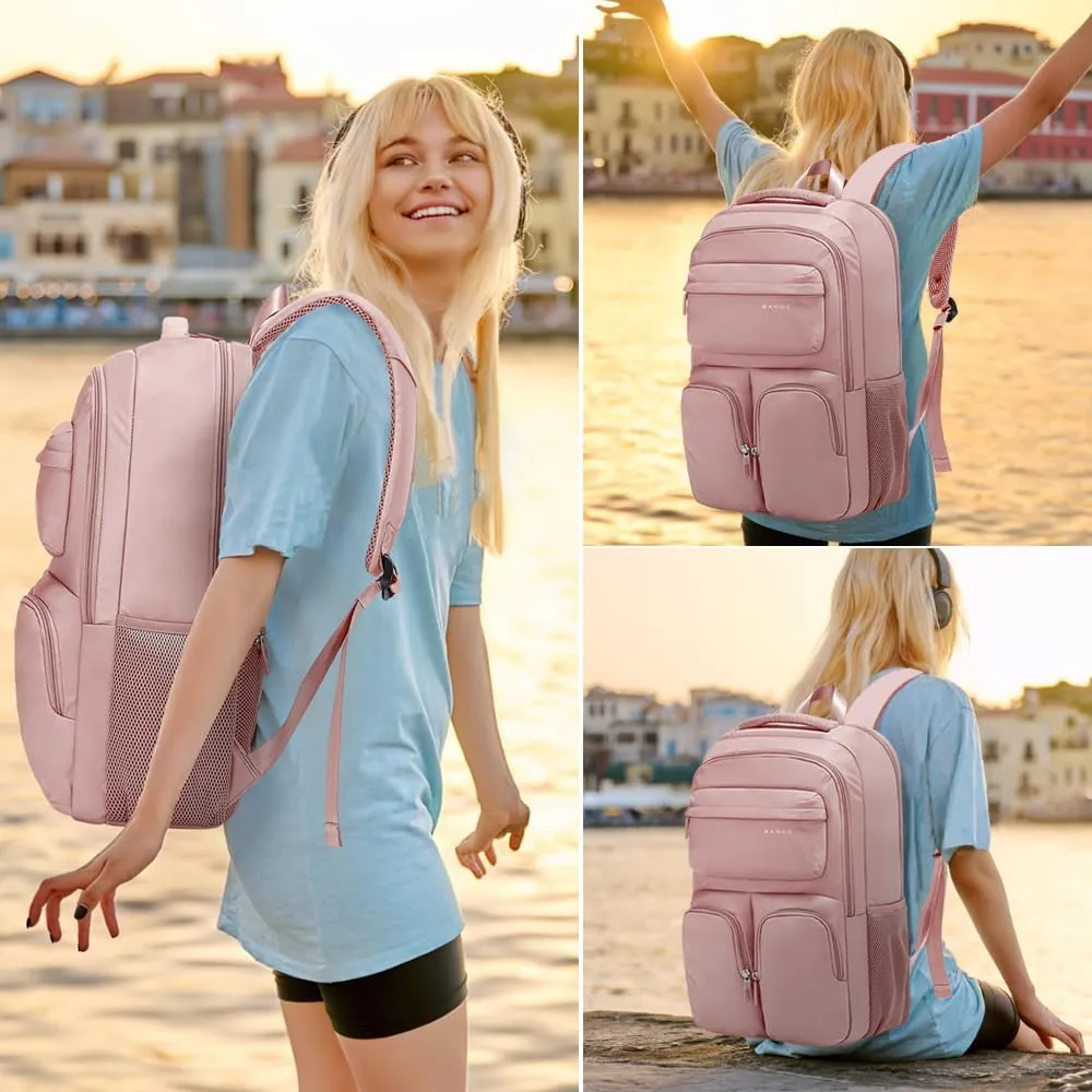 FUTURE AESTHETICS Travel Backpack for Women、men, College Backpack Bag, Hiking Backpack,Waterproof Carry On Backpack Business Backpack (Pink)