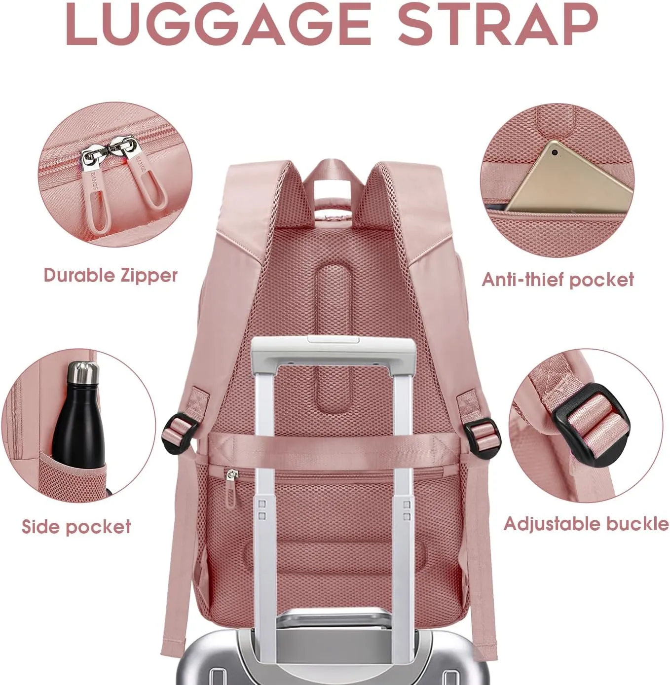 FUTURE AESTHETICS Travel Backpack for Women、men, College Backpack Bag, Hiking Backpack,Waterproof Carry On Backpack Business Backpack (Pink)