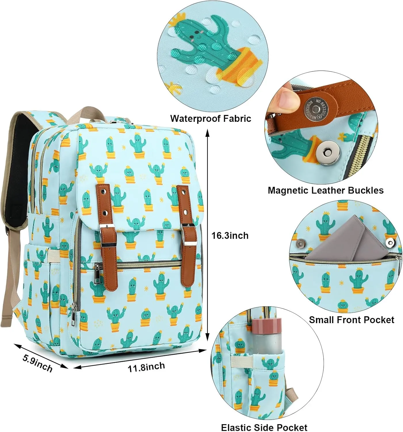 Fuyicat Cactus Laptop Backpack for Women Men Travel Business Work, Girls Boys School Backpack College Bookbag Fit 15.6 Inch Notebook