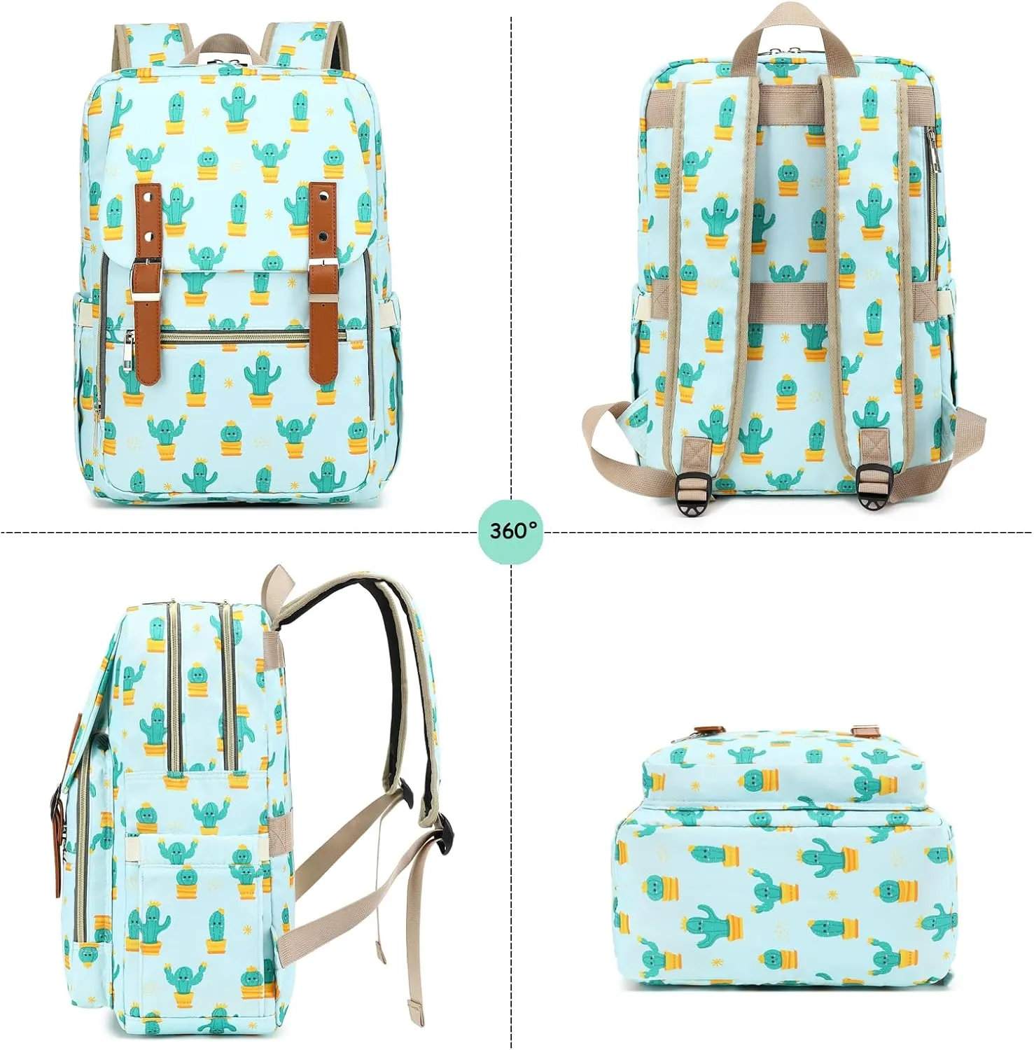Fuyicat Cactus Laptop Backpack for Women Men Travel Business Work, Girls Boys School Backpack College Bookbag Fit 15.6 Inch Notebook