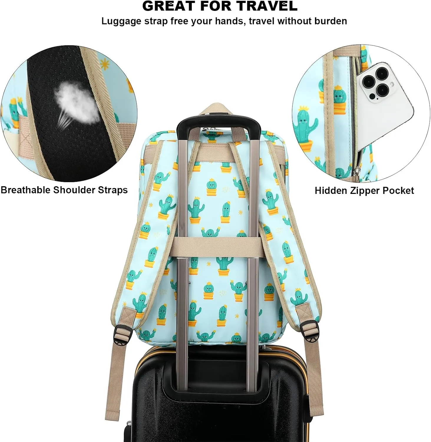 Fuyicat Cactus Laptop Backpack for Women Men Travel Business Work, Girls Boys School Backpack College Bookbag Fit 15.6 Inch Notebook
