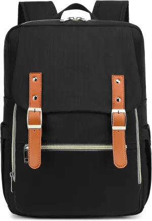 Fuyicat Laptop Backpack for Women Men Travel Business Work, Girls Boys School Backpack College Bookbag Fit 15.6 Inch Notebook (Black)