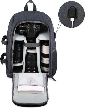 G-raphy Camera Backpack Professional Photography Backpack DSLR Backpack Large Capacity with Laptop Compartment/Tripod Holder for SLR Cameras and other Camera Accessories (Grey)