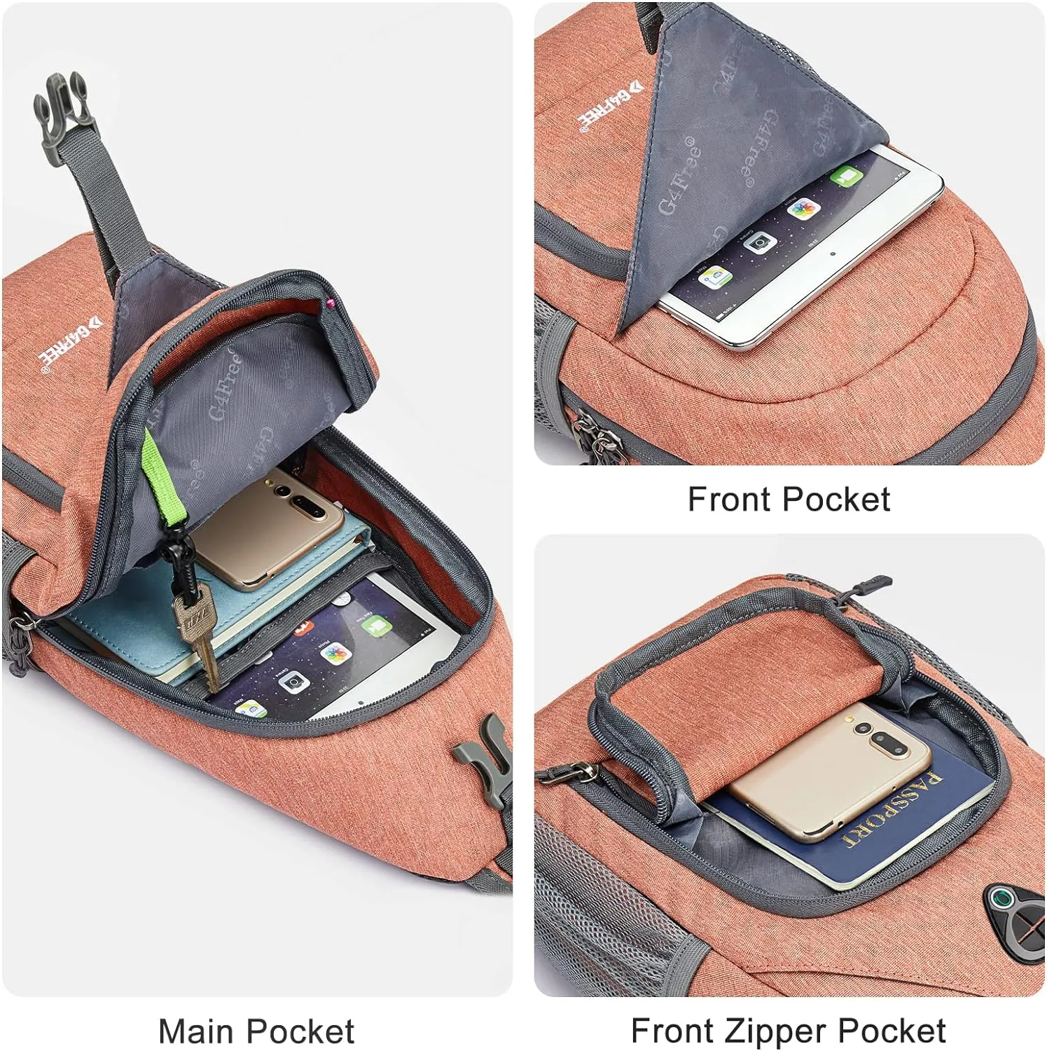 G4Free RFID Sling Bag Crossbody Backpack Small Chest Shoulder Bag Hiking Outdoor