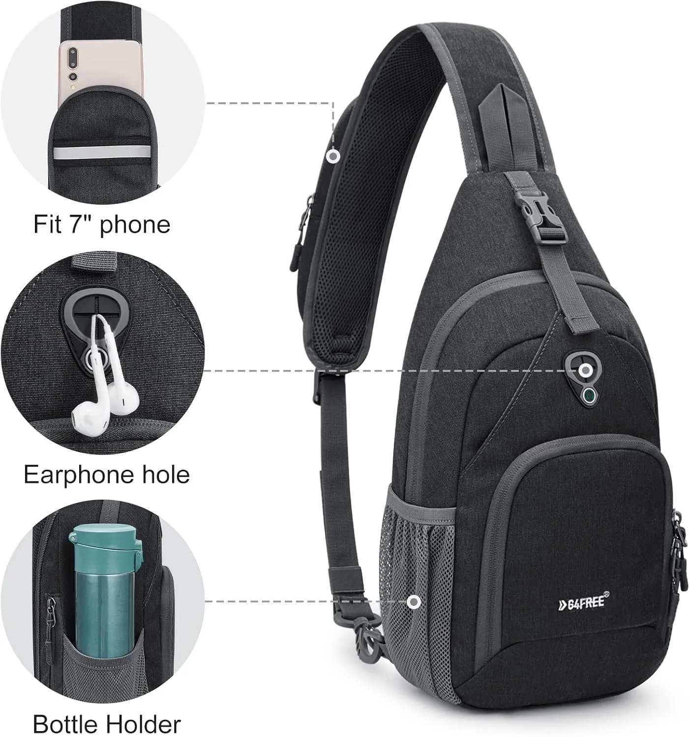 G4Free RFID Sling Bag Crossbody Backpack Small Chest Shoulder Bag Hiking Outdoor