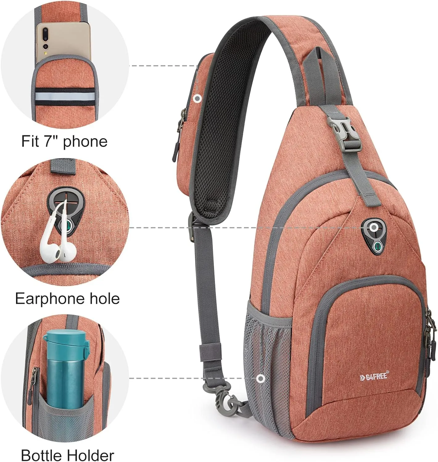 G4Free RFID Sling Bag Crossbody Backpack Small Chest Shoulder Bag Hiking Outdoor