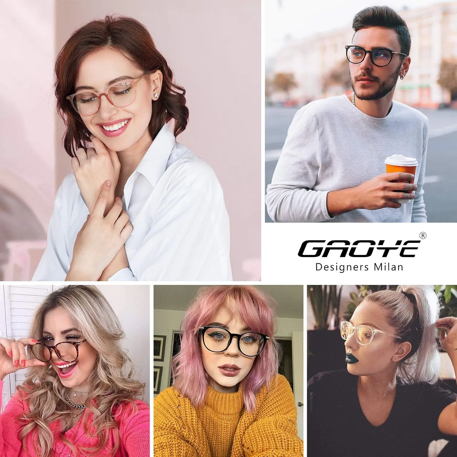 Gaoye Blue Light Blocking Glasses, Retro Round Eyewear Frame Anti Eyestrain Computer Glasses for Women Men - GY1688 (Light Black Frame/Transparent Lens)