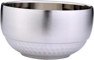 Garneck Stainless Steel Bowl Set Double-layer Insulated Soup Rice Vegetable Serving Silver Handles