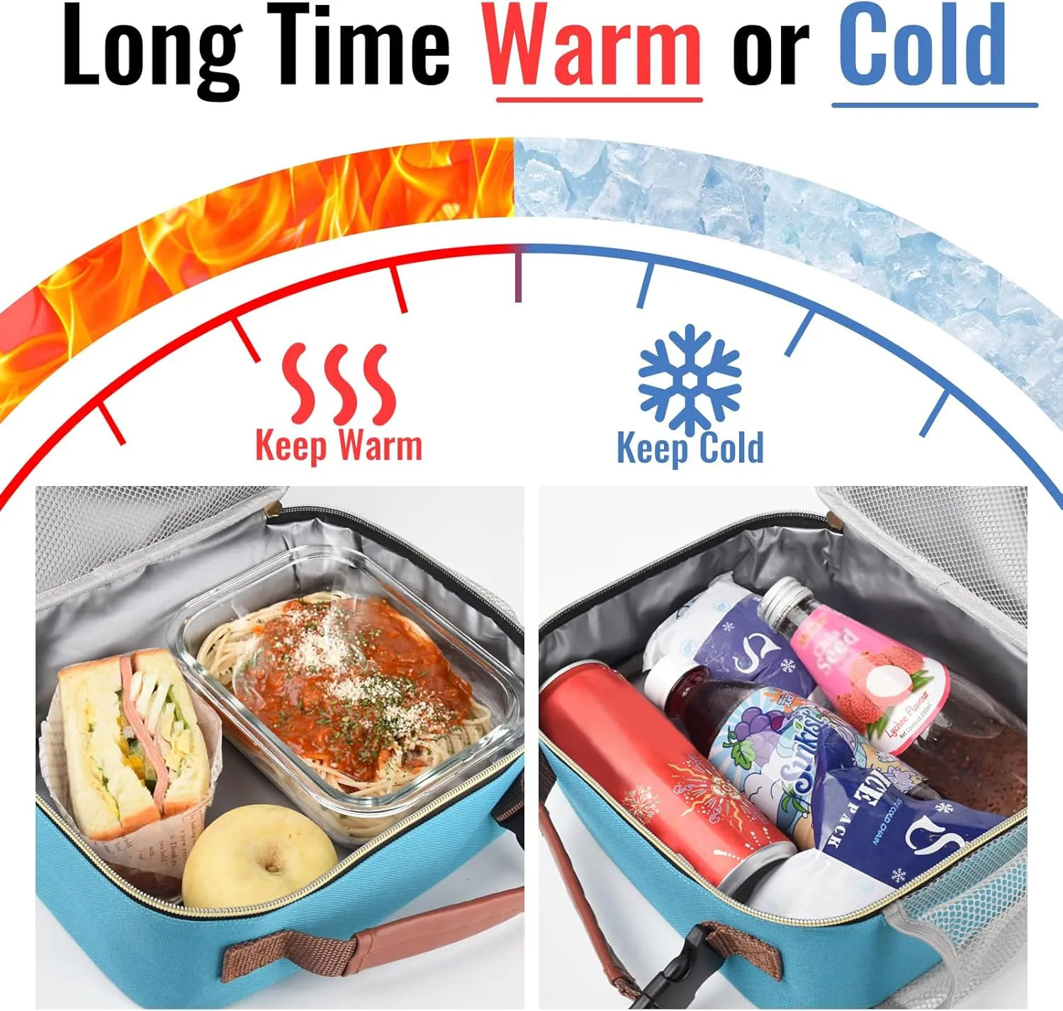 Genteen Lunch Box for Men Women Adults Kids - Insulated LunchBox Reusable, Zip Closure & Buckle Handle, Portable Cooler for Work, School, Travel (Teal)
