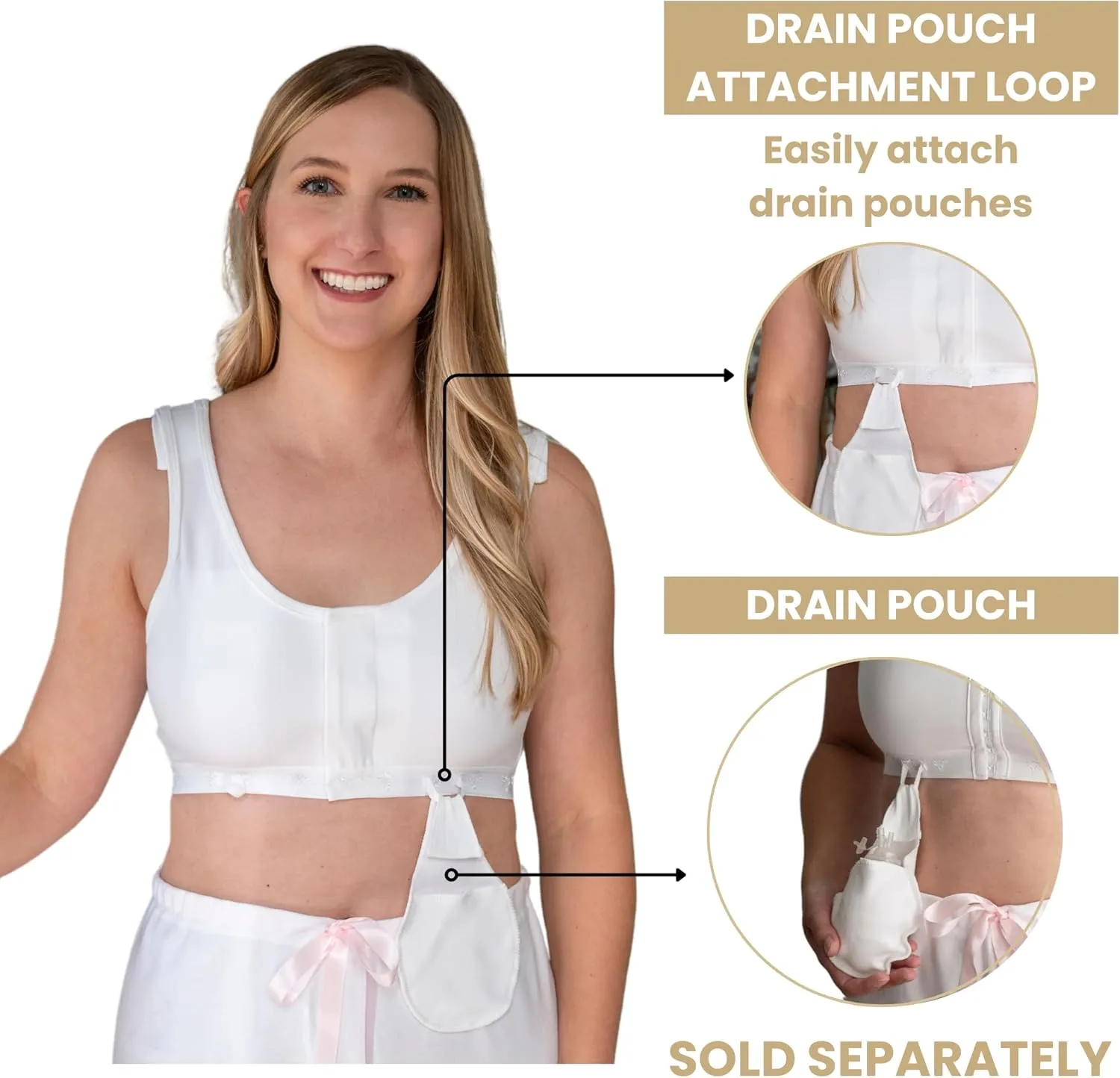 Gentle Touch Surg-Ease Bra with Hook and Loop Front Closure- Post Mastectomy Recovery Bra, Made in USA