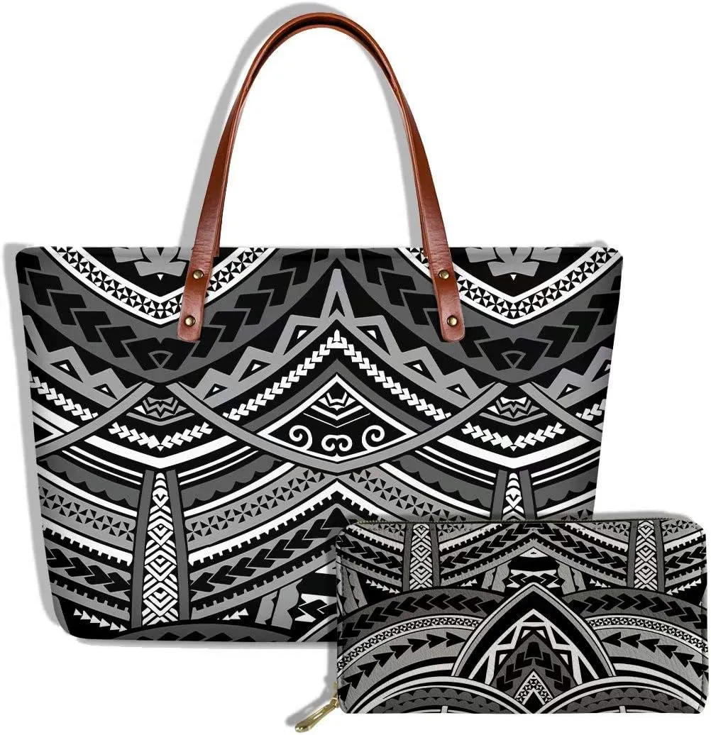 GIFTPUZZ Purses and Handbags for Women Shoulder Tote Bags with Wallets Set of 2, Large Hobo Zip Pocket Leather Wallet