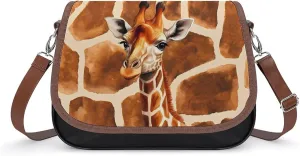 Giraffe Animal and Skin Texture Women's Crossbody Bag PU Leather Message Bag Shoulder Handbag Purse for Travel Office