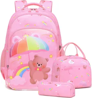 Girls Backpack for Elementary Unicorn Backpack Kids Backpack School Bookbag for Girls 3 in 1 Set Back to School