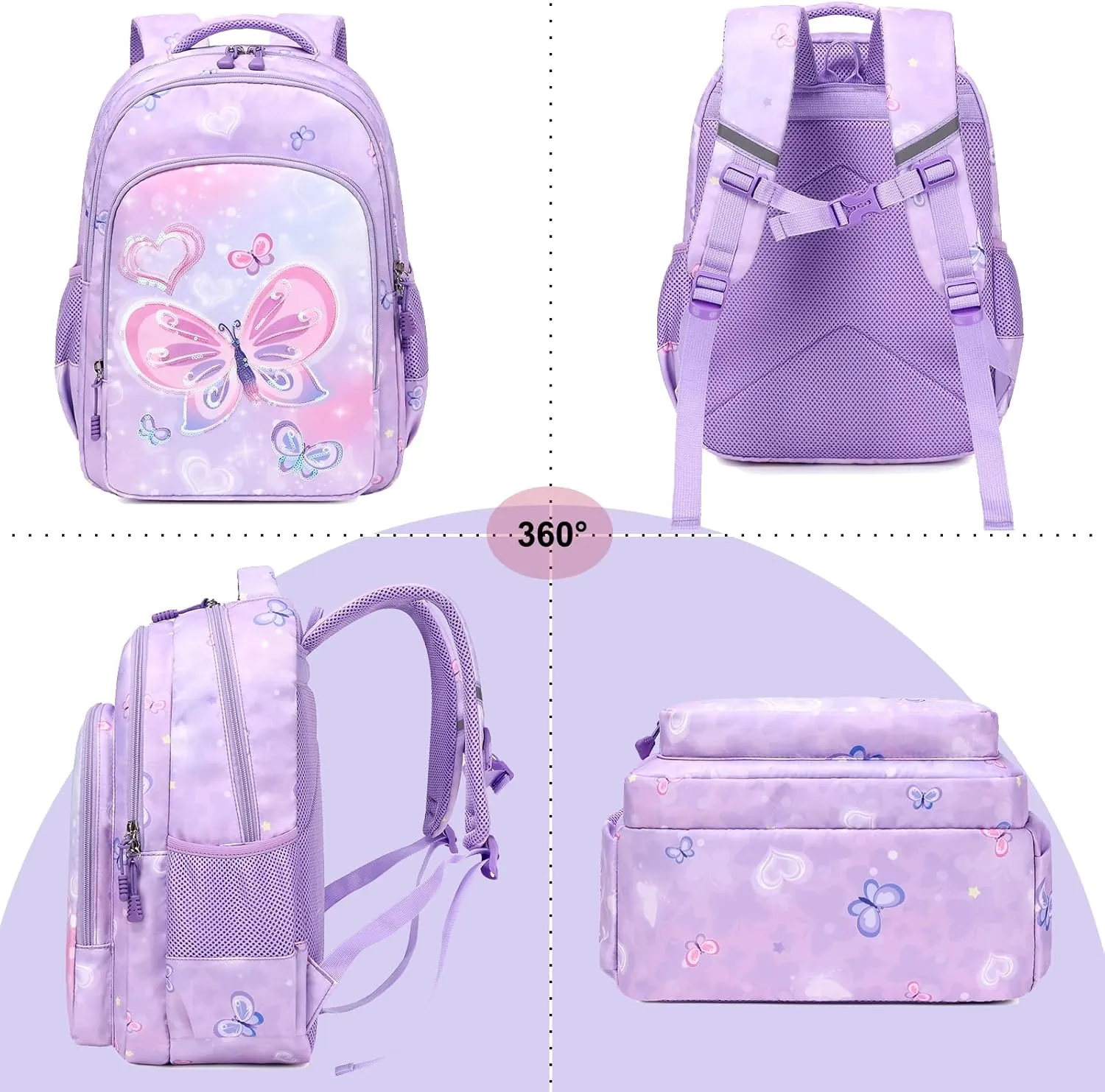 Girls Backpack for Elementary Unicorn Backpack Kids Backpack School Bookbag for Girls 3 in 1 Set Back to School