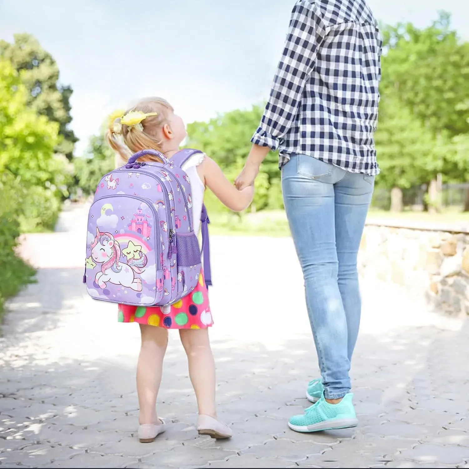 Girls Backpack for Elementary Unicorn Backpack Kids Backpack School Bookbag for Girls 3 in 1 Set Back to School