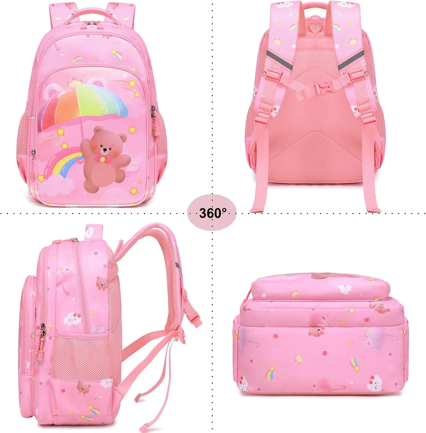 Girls Backpack for Elementary Unicorn Backpack Kids Backpack School Bookbag for Girls 3 in 1 Set Back to School