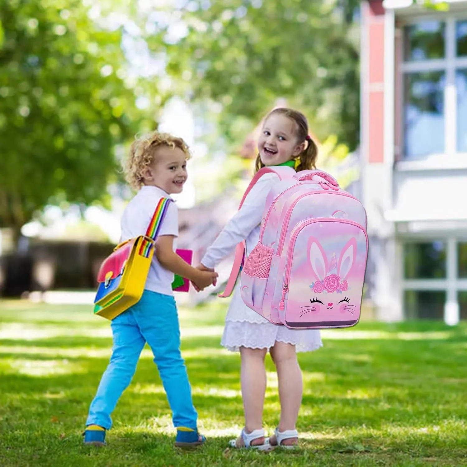 Girls Backpack for Elementary Unicorn Backpack Kids Backpack School Bookbag for Girls 3 in 1 Set Back to School