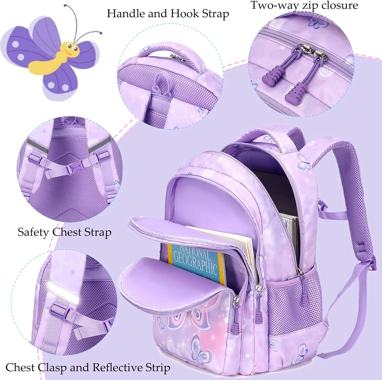Girls Backpack for Elementary Unicorn Backpack Kids Backpack School Bookbag for Girls 3 in 1 Set Back to School