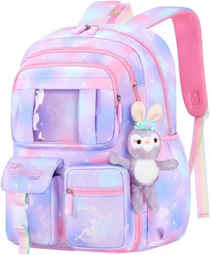 Girls Backpack,Kids Backpack for Girls Lightweight with Compartment,Girls Bookbag for Elementary Primary School(Purple)