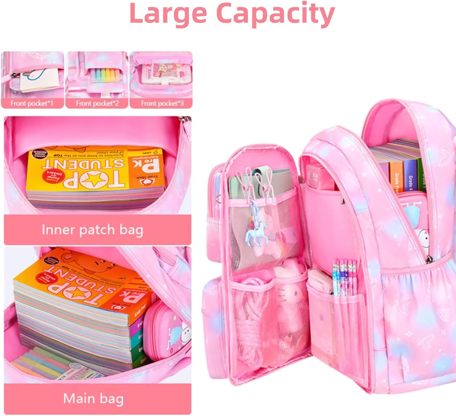 Girls Backpack,Kids Backpack for Girls Lightweight with Compartment,Girls Bookbag for Elementary Primary School(Purple)