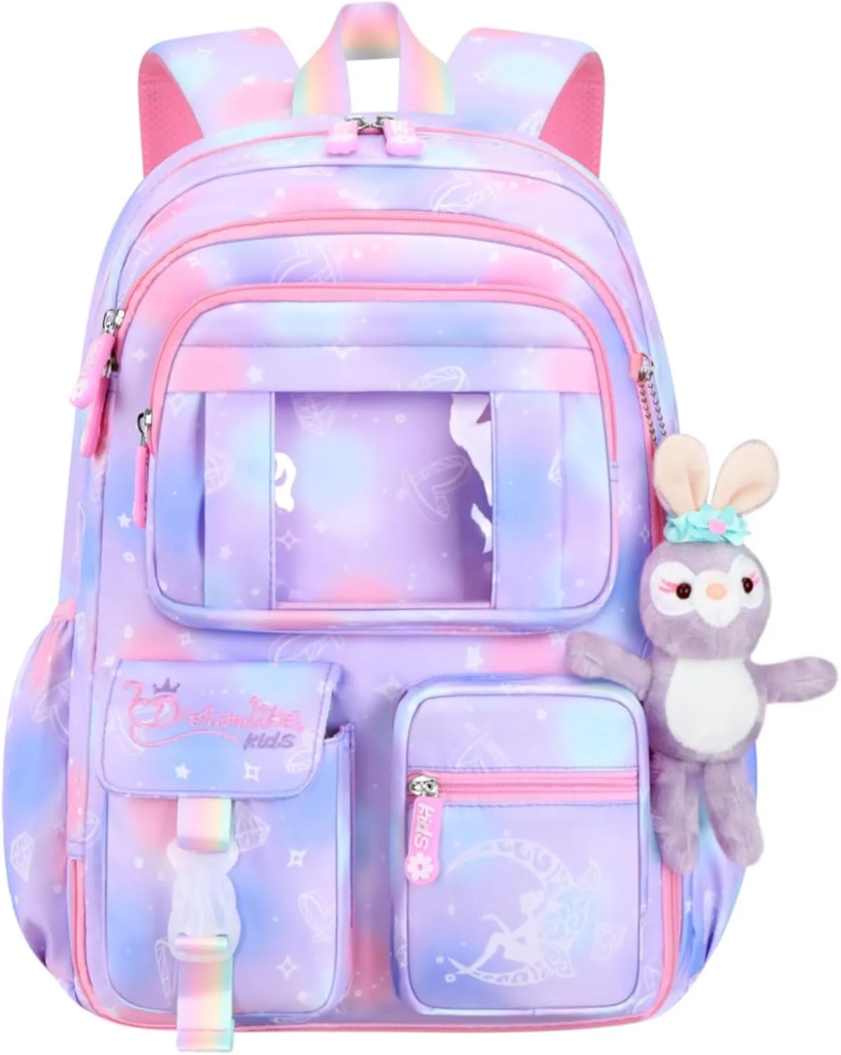 Girls Backpack,Kids Backpack for Girls Lightweight with Compartment,Girls Bookbag for Elementary Primary School(Purple)