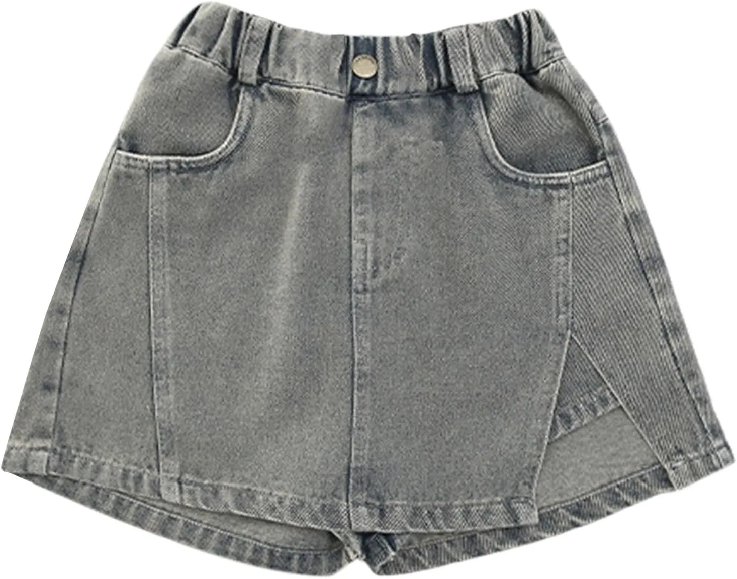 Girl's Side Slits Denim Skirt Y2k Elastic High Waist A Line Jean Skirts with Pockets School Uniform Skorts for Girls