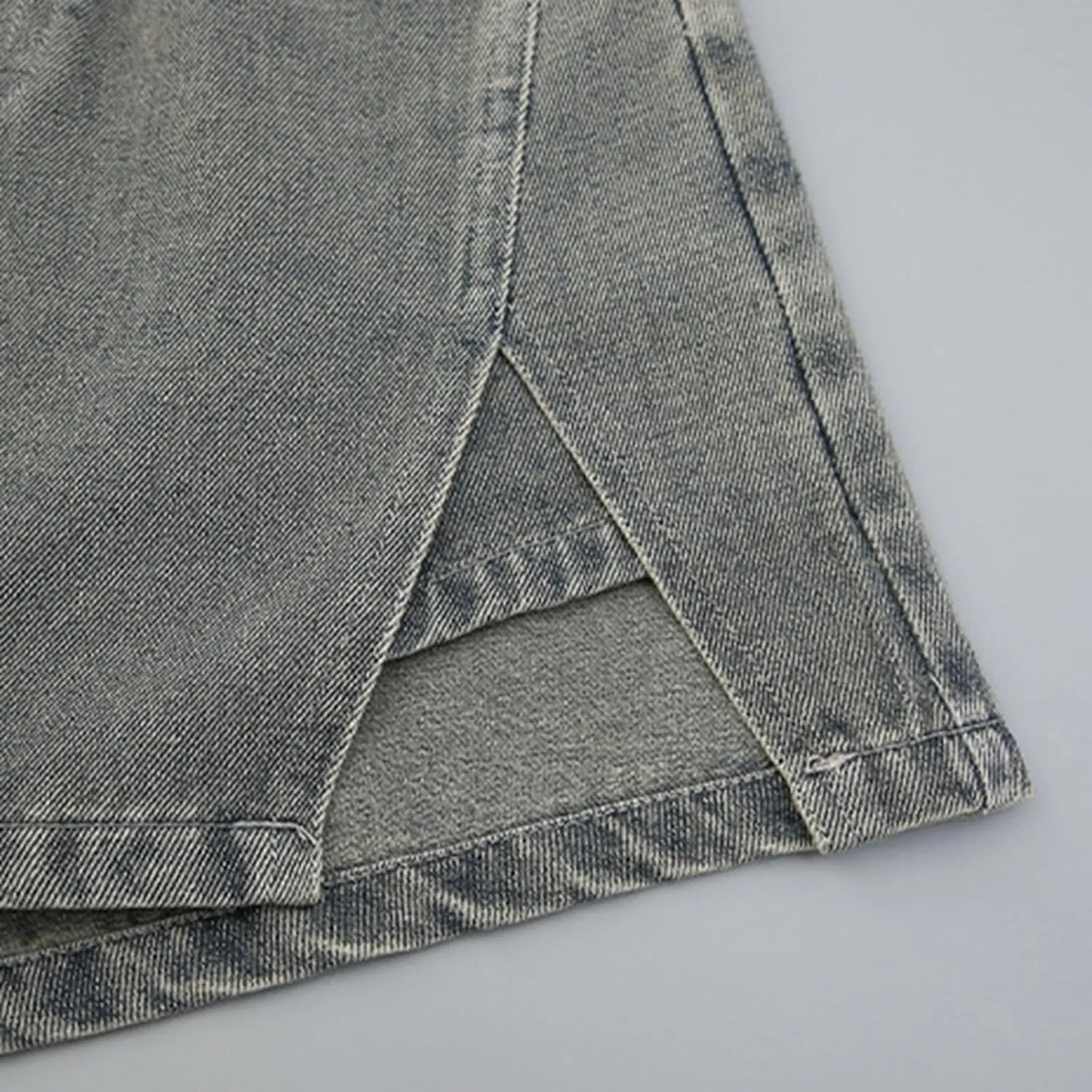 Girl's Side Slits Denim Skirt Y2k Elastic High Waist A Line Jean Skirts with Pockets School Uniform Skorts for Girls
