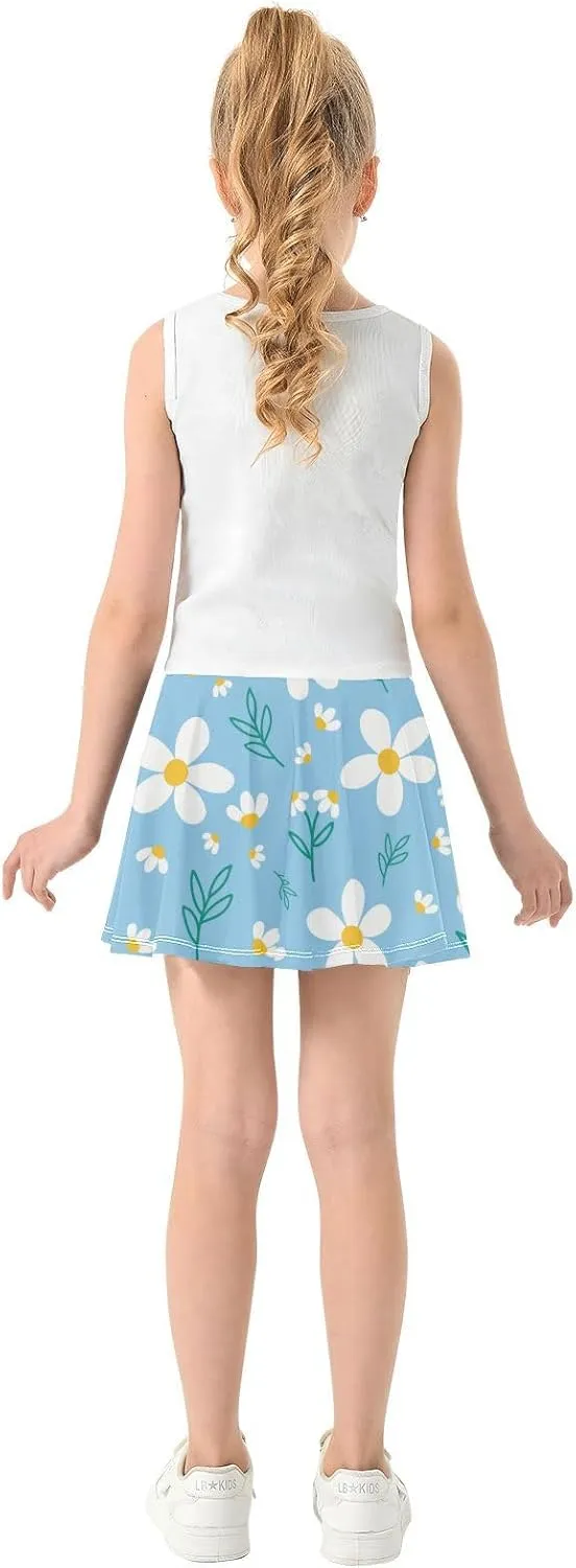 Girls Skorts Active Athletic Skirts with Inner Built-in Shorts for Golf Tennis 3-12T Bright Light Yellow Lemon