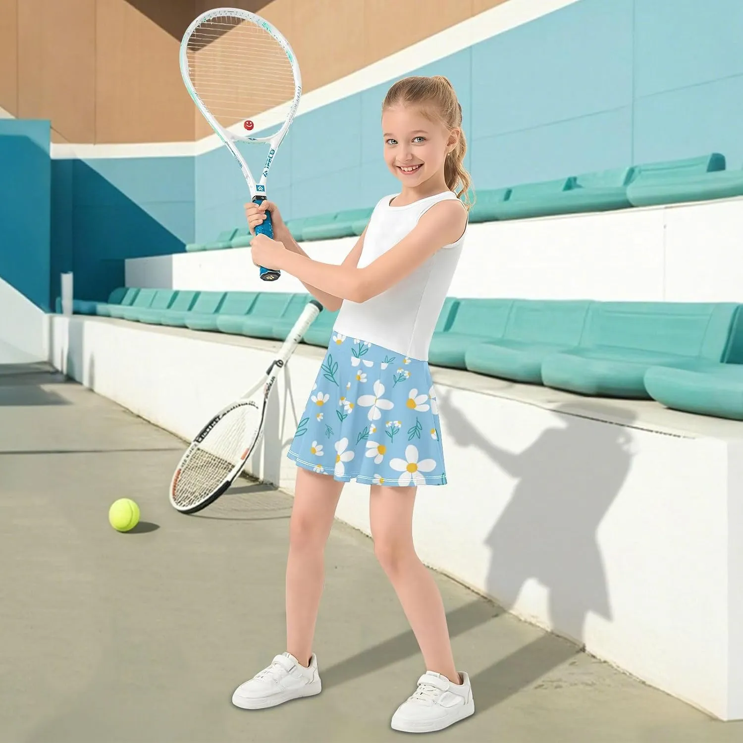 Girls Skorts Active Athletic Skirts with Inner Built-in Shorts for Golf Tennis 3-12T Bright Light Yellow Lemon