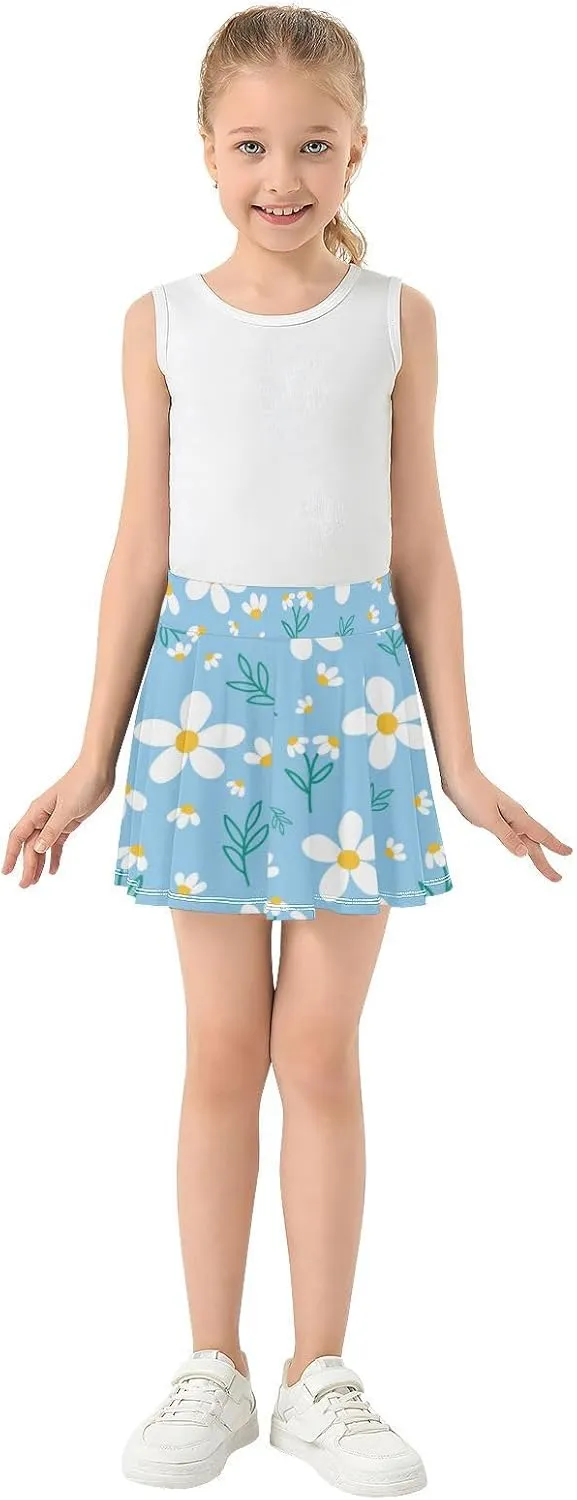 Girls Skorts Active Athletic Skirts with Inner Built-in Shorts for Golf Tennis 3-12T Bright Light Yellow Lemon