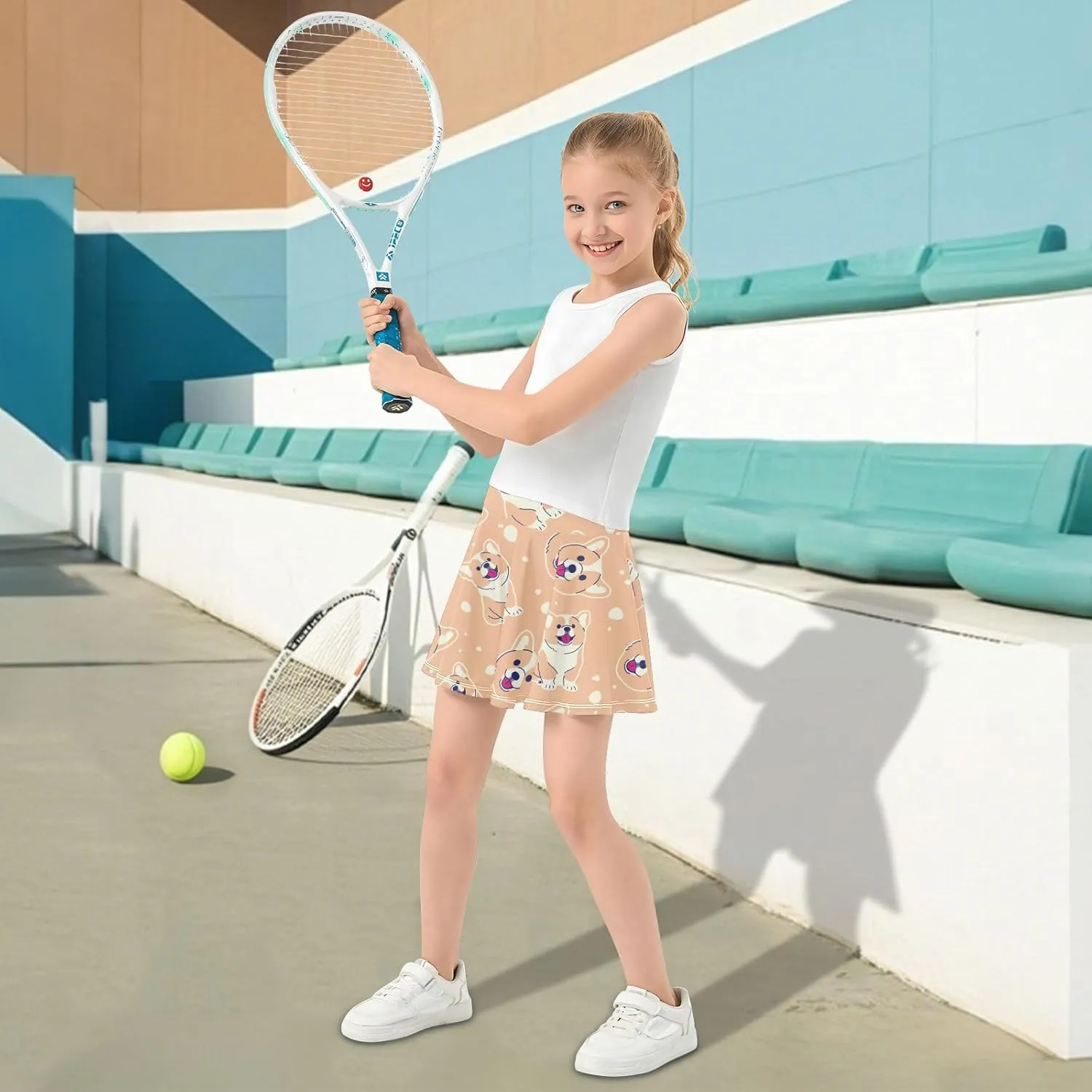 Girls Skorts Active Athletic Skirts with Inner Built-in Shorts for Golf Tennis 3-12T Bright Light Yellow Lemon