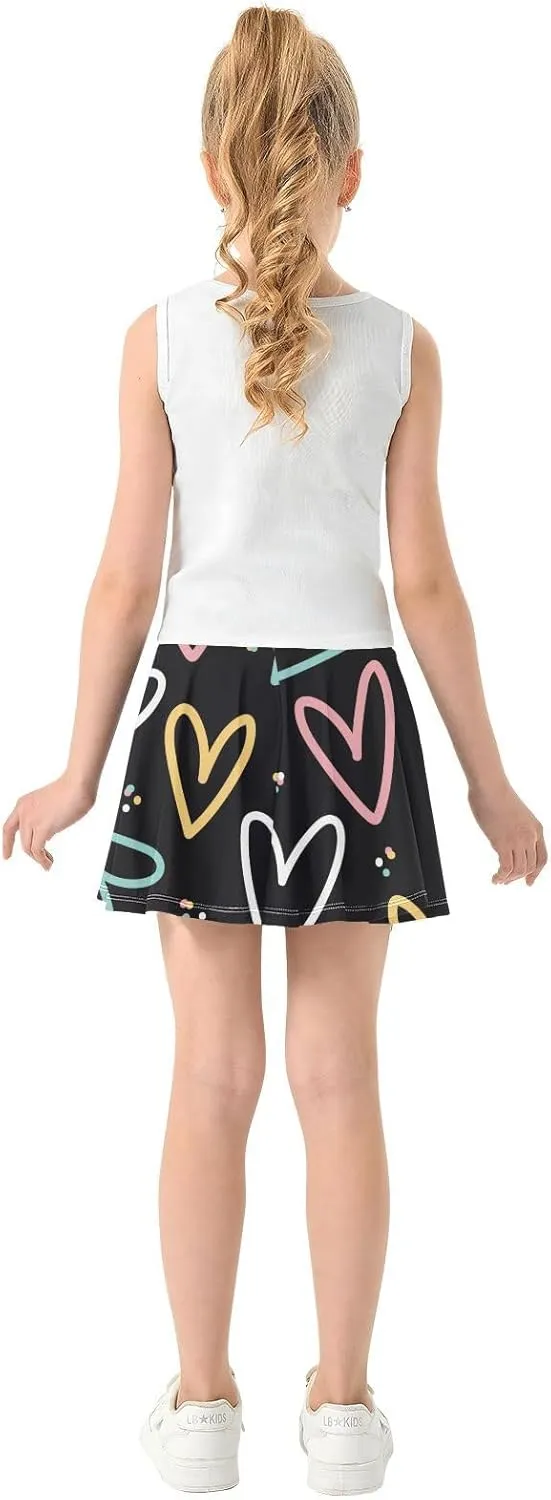 Girls Skorts Active Athletic Skirts with Inner Built-in Shorts for Golf Tennis 3-12T Pink Butterfly Black