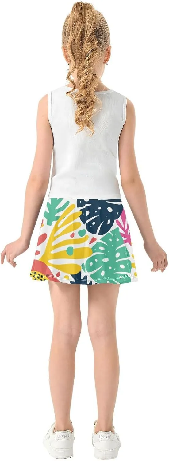 Girls Skorts Active Athletic Skirts with Inner Built-in Shorts for Golf Tennis 3-12T Pink Butterfly Black