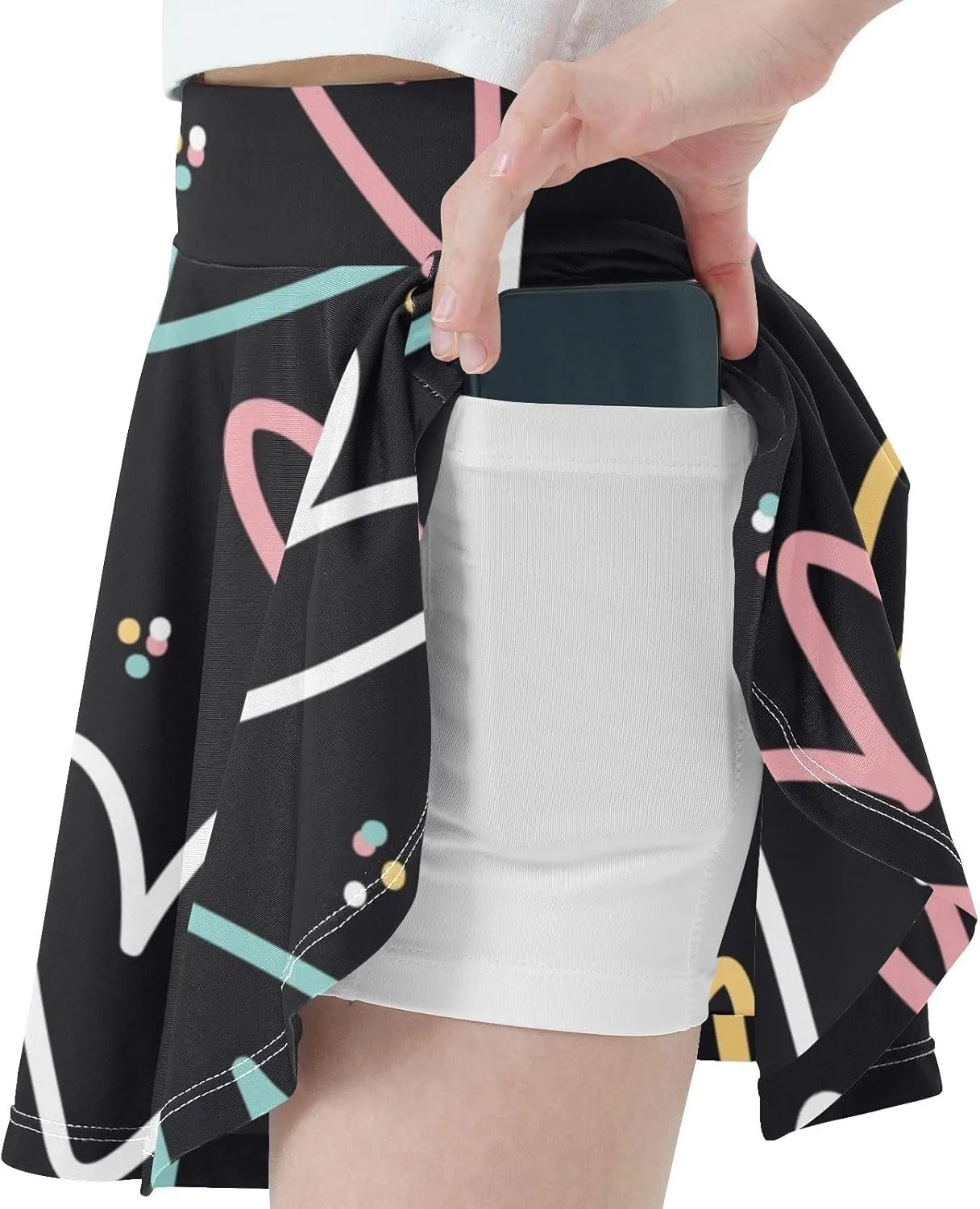 Girls Skorts Active Athletic Skirts with Inner Built-in Shorts for Golf Tennis 3-12T Pink Butterfly Black