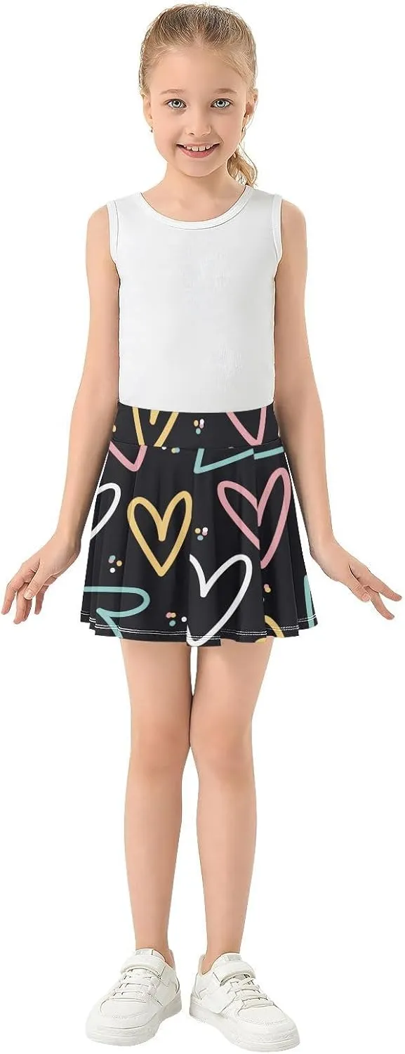 Girls Skorts Active Athletic Skirts with Inner Built-in Shorts for Golf Tennis 3-12T Pink Butterfly Black