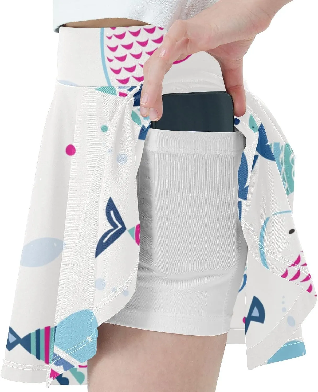 Girls Skorts Active Athletic Skirts with Inner Built-in Shorts for Golf Tennis 3-12T White Rose Flowers